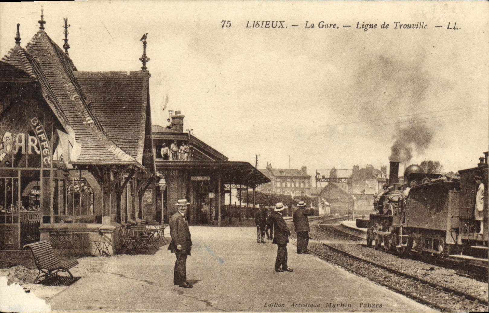 Línea de la estación de tren de Lisieux de la POSTAL de la VENDIMIA de TAPA del tren de Touville