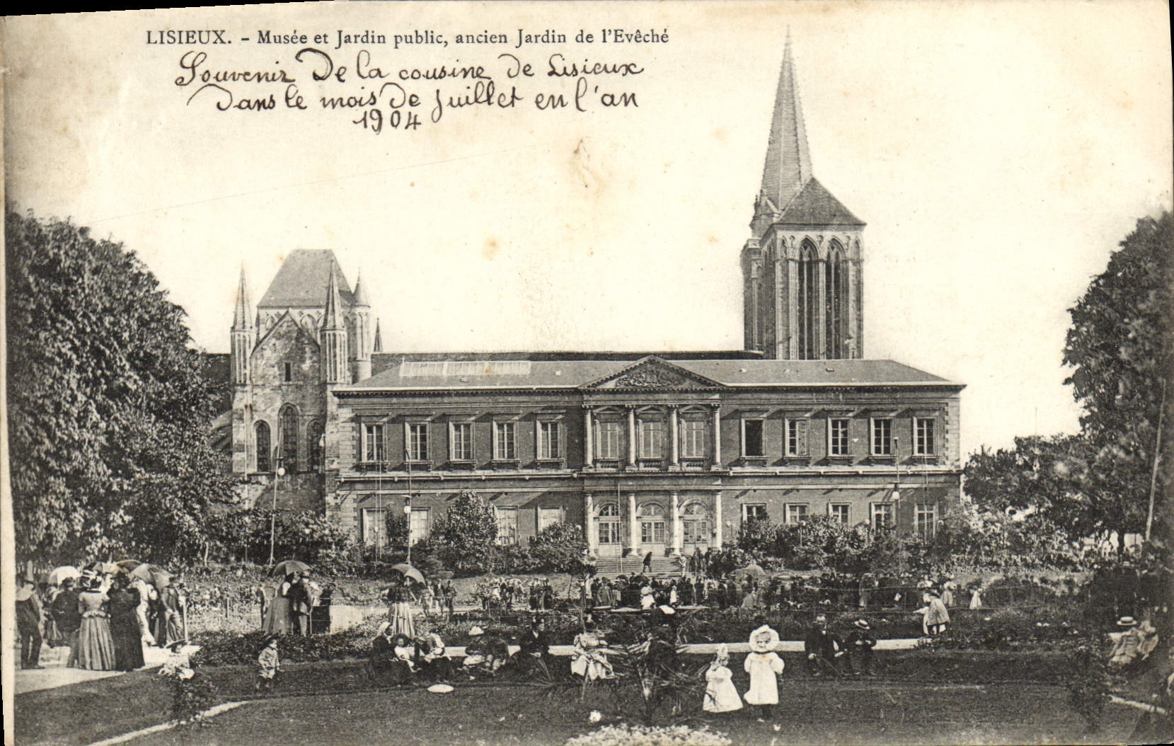 Jardín viejo del jardín público del museo de Lisieux de la POSTAL de la VENDIMIA de Eveche