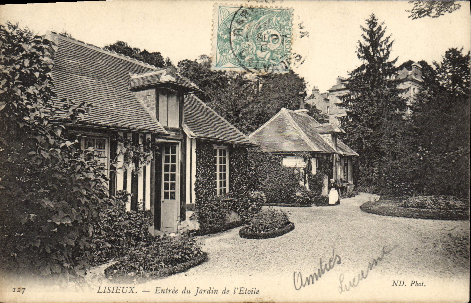 POSTAL Lisieux de la VENDIMIA entrado del jardín de Etoile