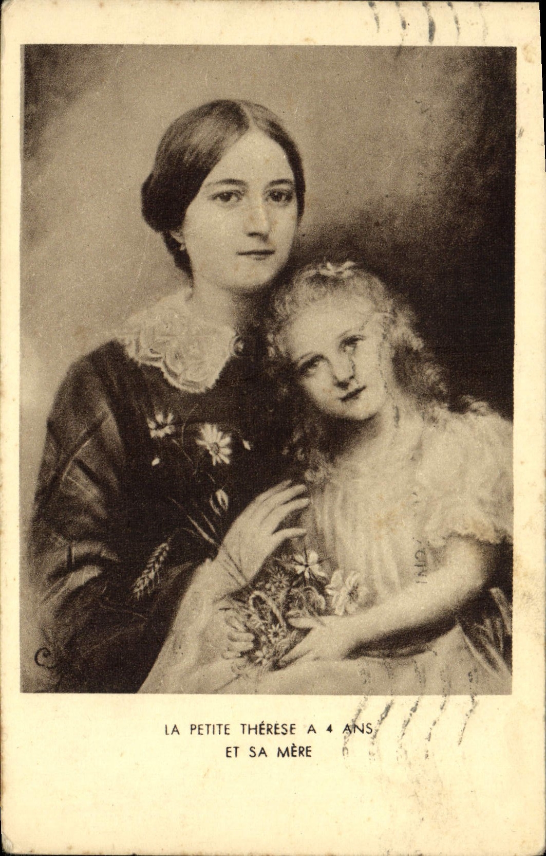 VINTAGE POSTCARD the Small Therese has 4 Years and her Mother