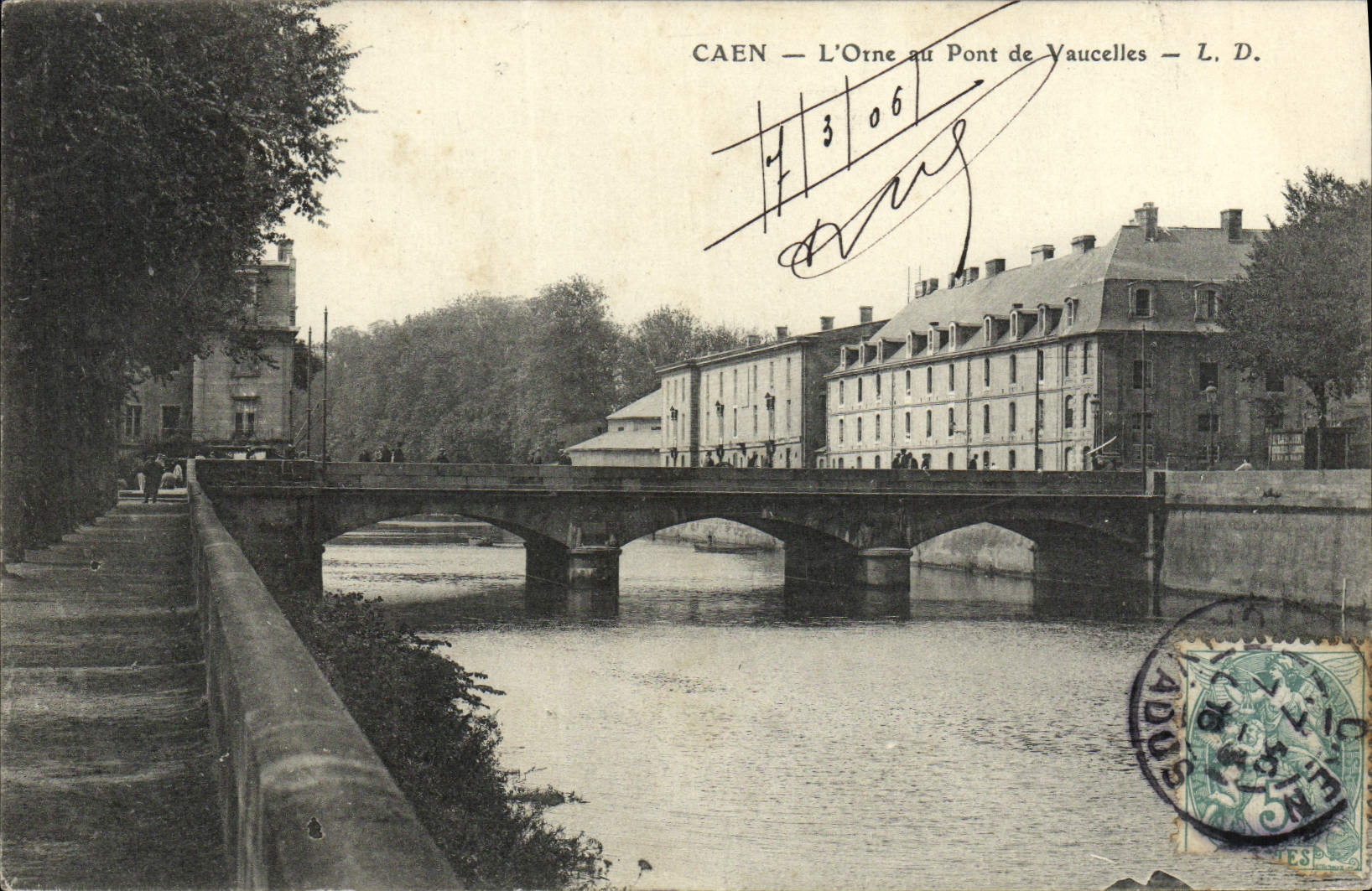 VINTAGE POSTCARD Caen Orne with the Bridge of Vaucelles