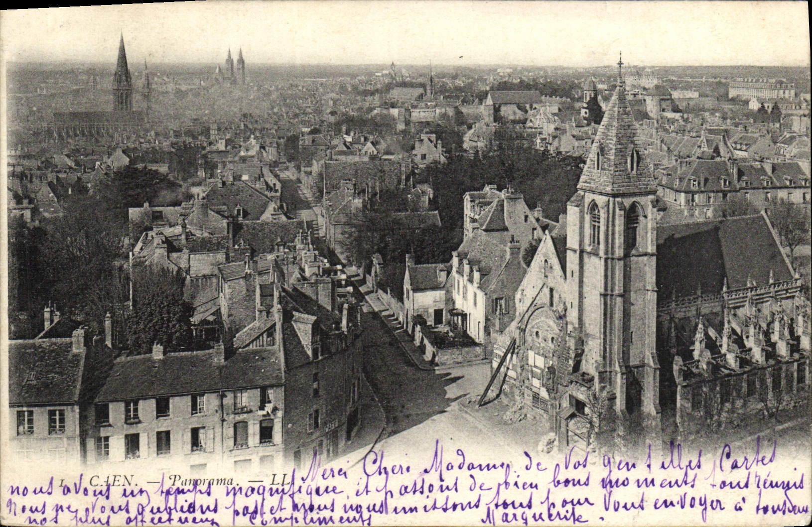 VINTAGE POSTCARD Caen Panorama