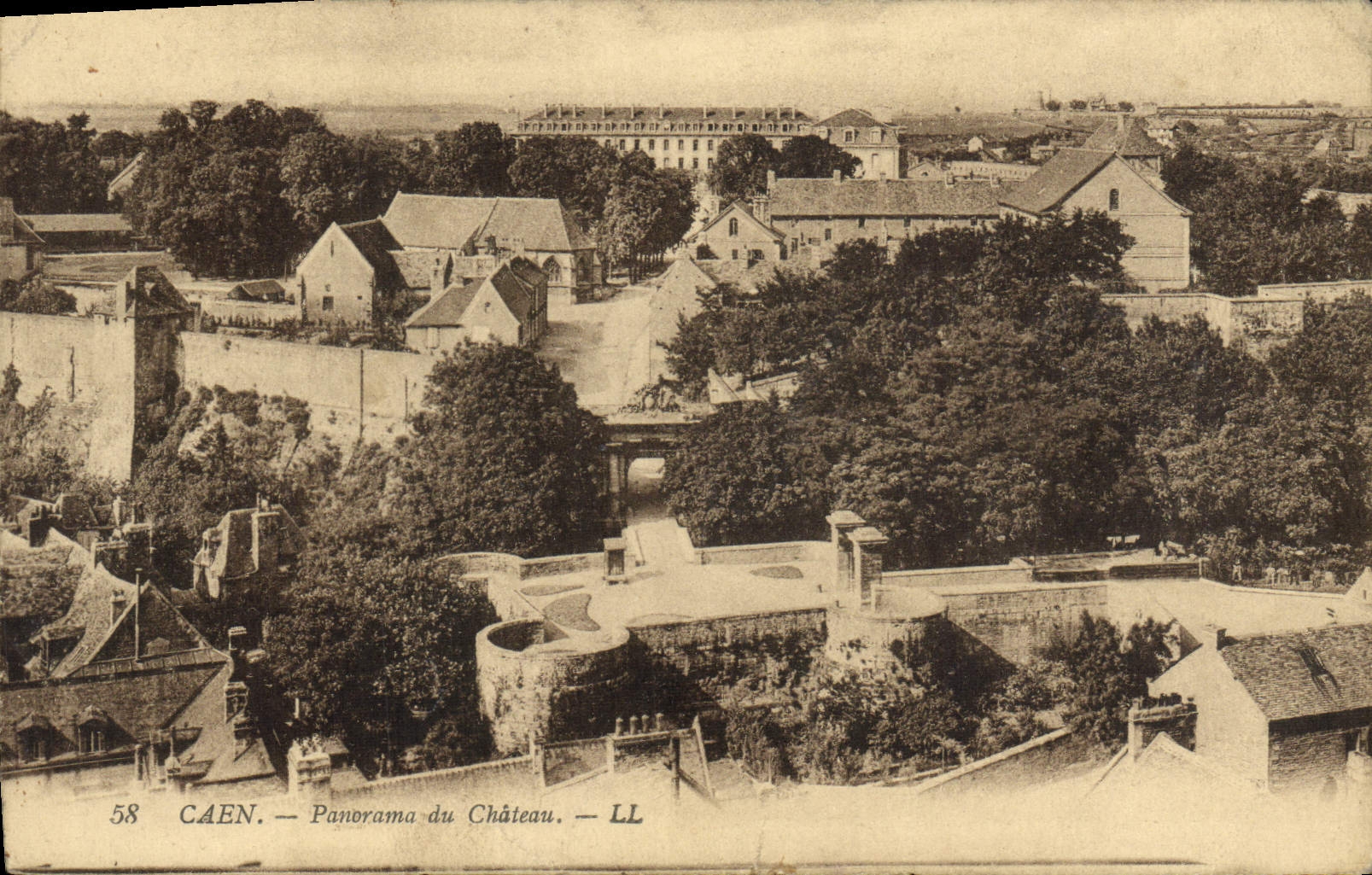VINTAGE POSTCARD Caen Panorama of the Castle
