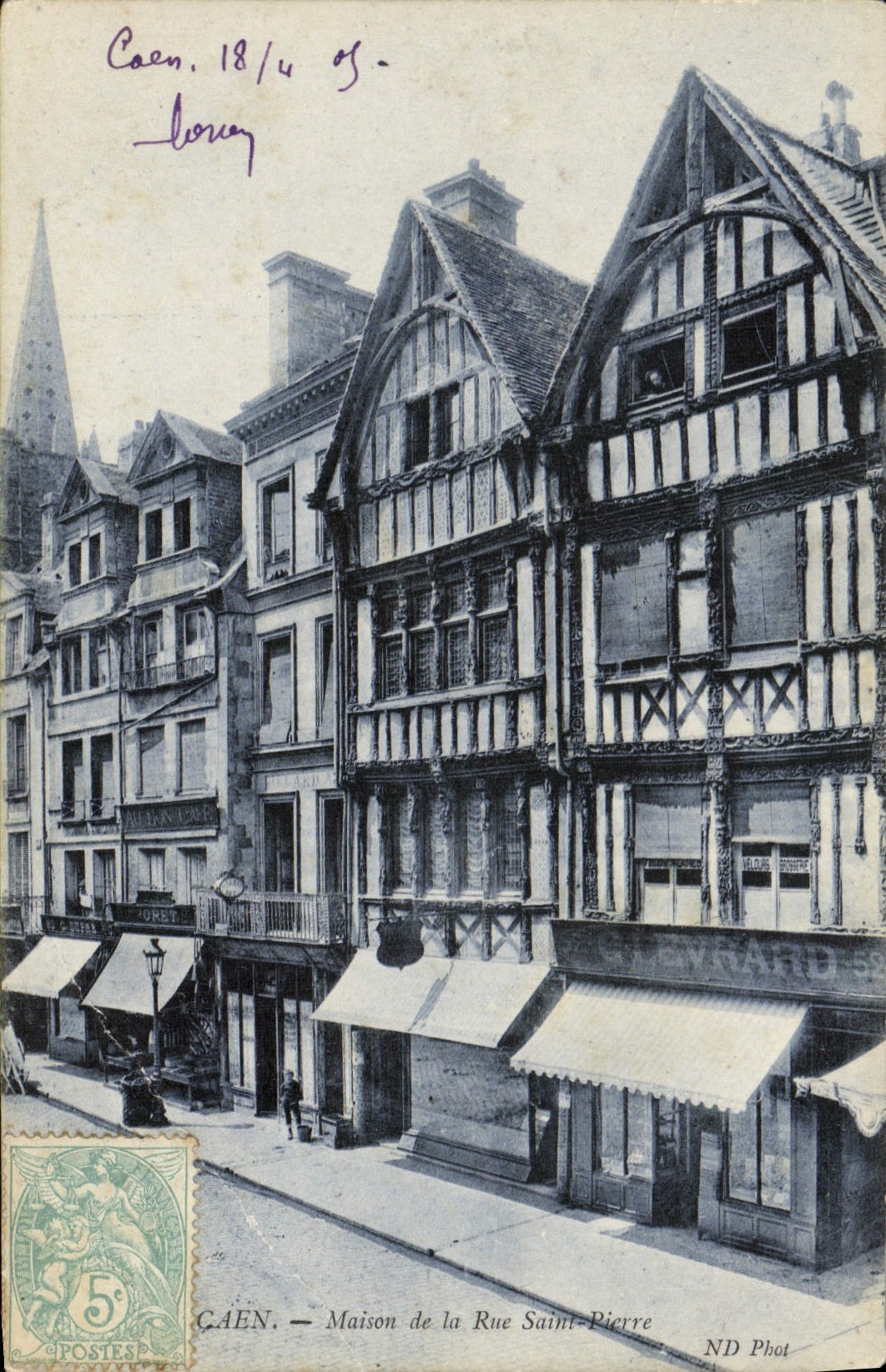 VINTAGE POSTCARD Caen Houses of the Street Levrard Saint Pierre