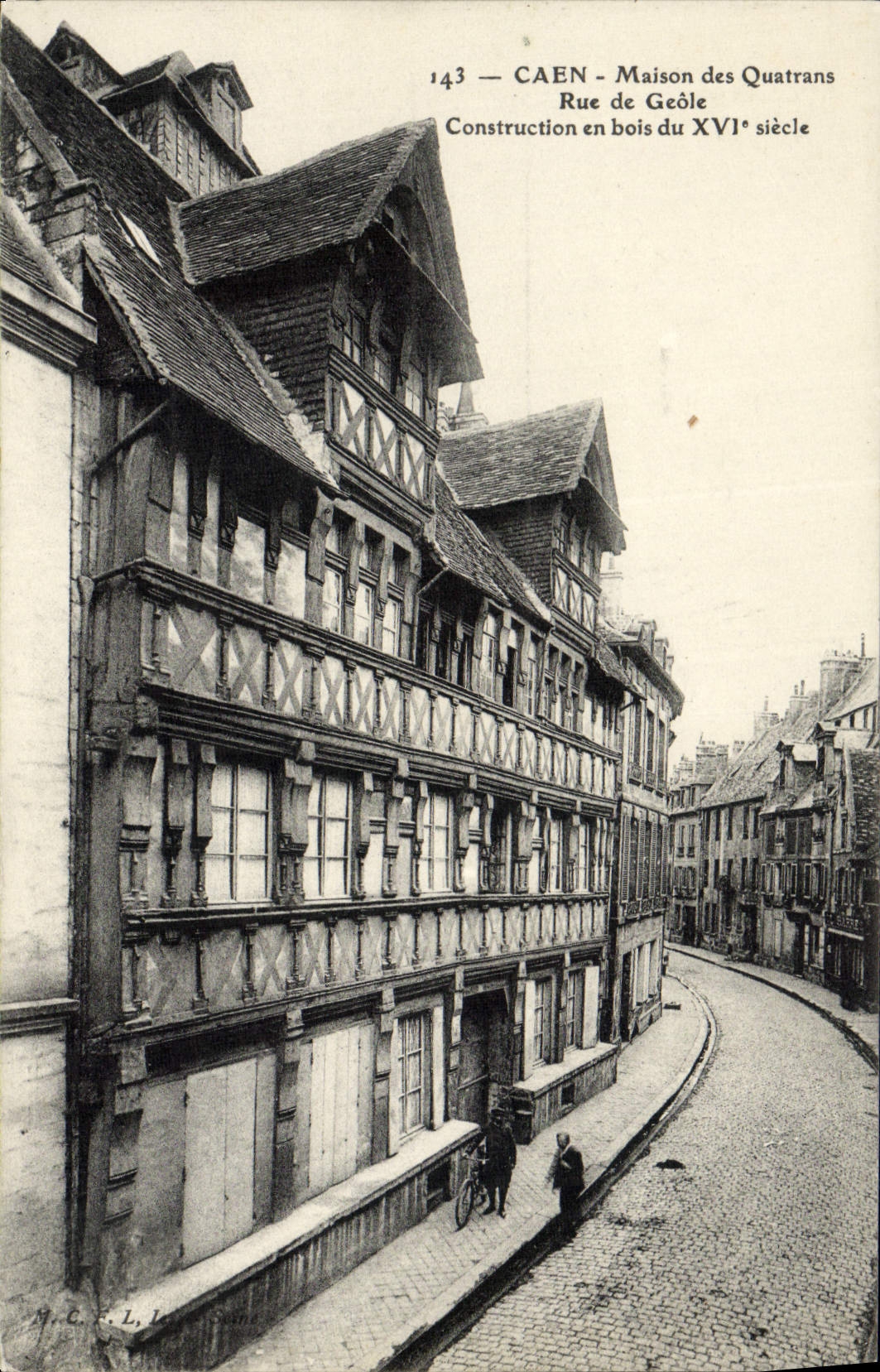 CPA Caen Maisons des Quatrans Rue de Geole 