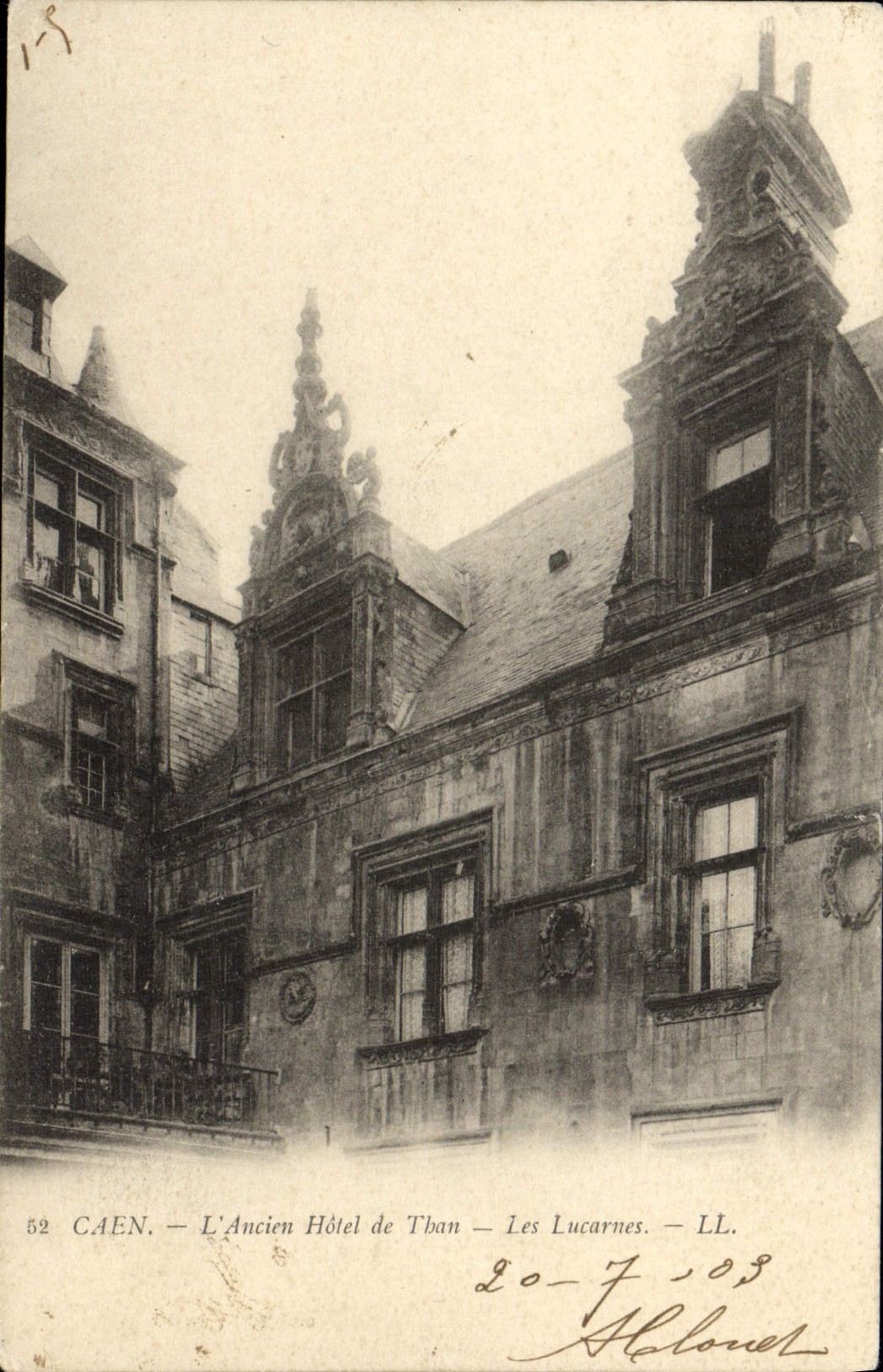 VINTAGE POSTCARD Caen the Old Hotel of Than attic windows