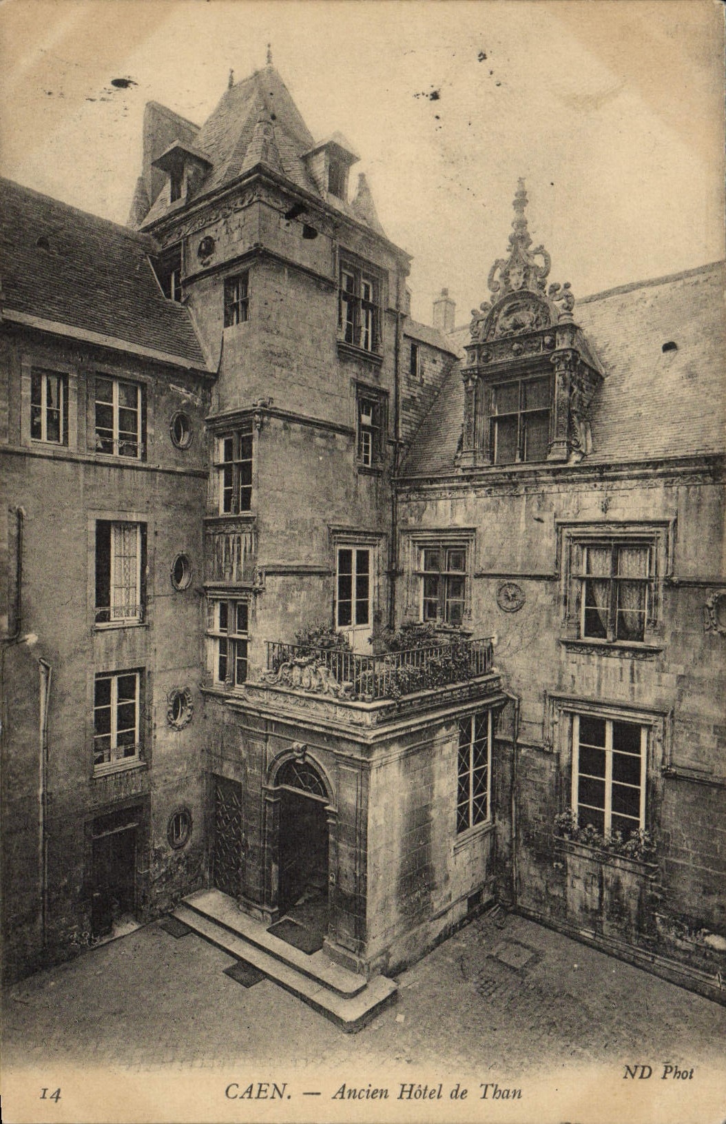 VINTAGE POSTCARD Caen Old Hotel of Than