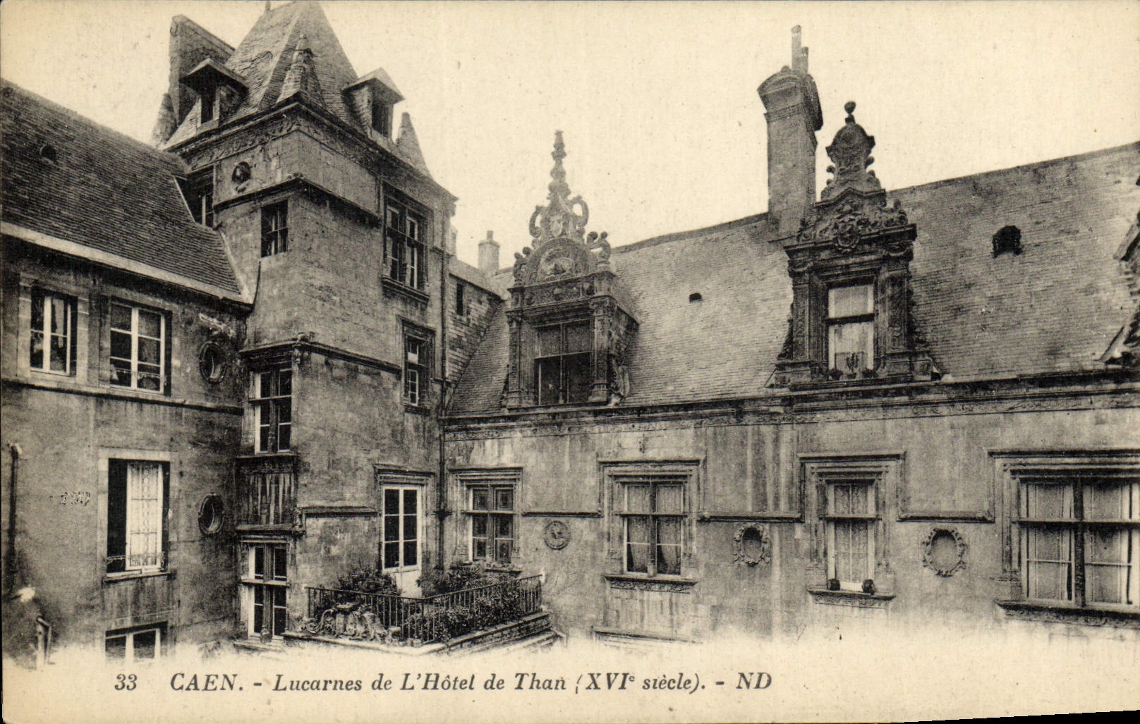 VINTAGE POSTCARD Caen Attic windows of the Hotel of Than