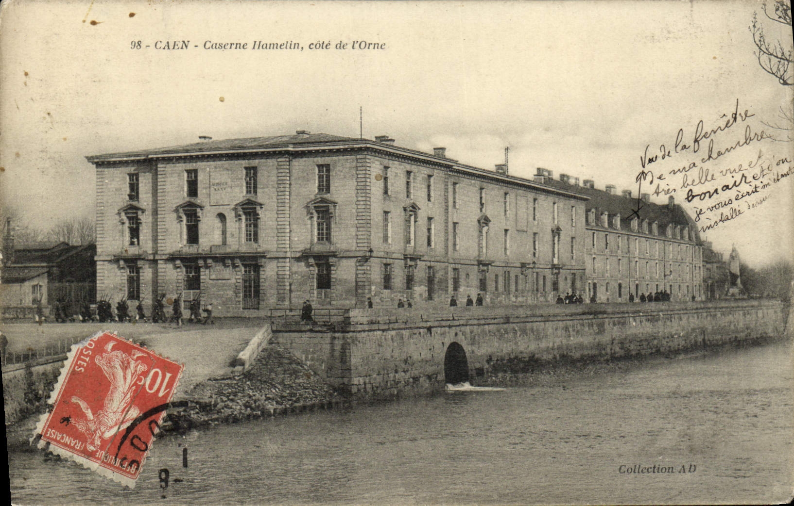 VINTAGE POSTCARD Caen Caserne Hamelin dimensions of Orne Militaria