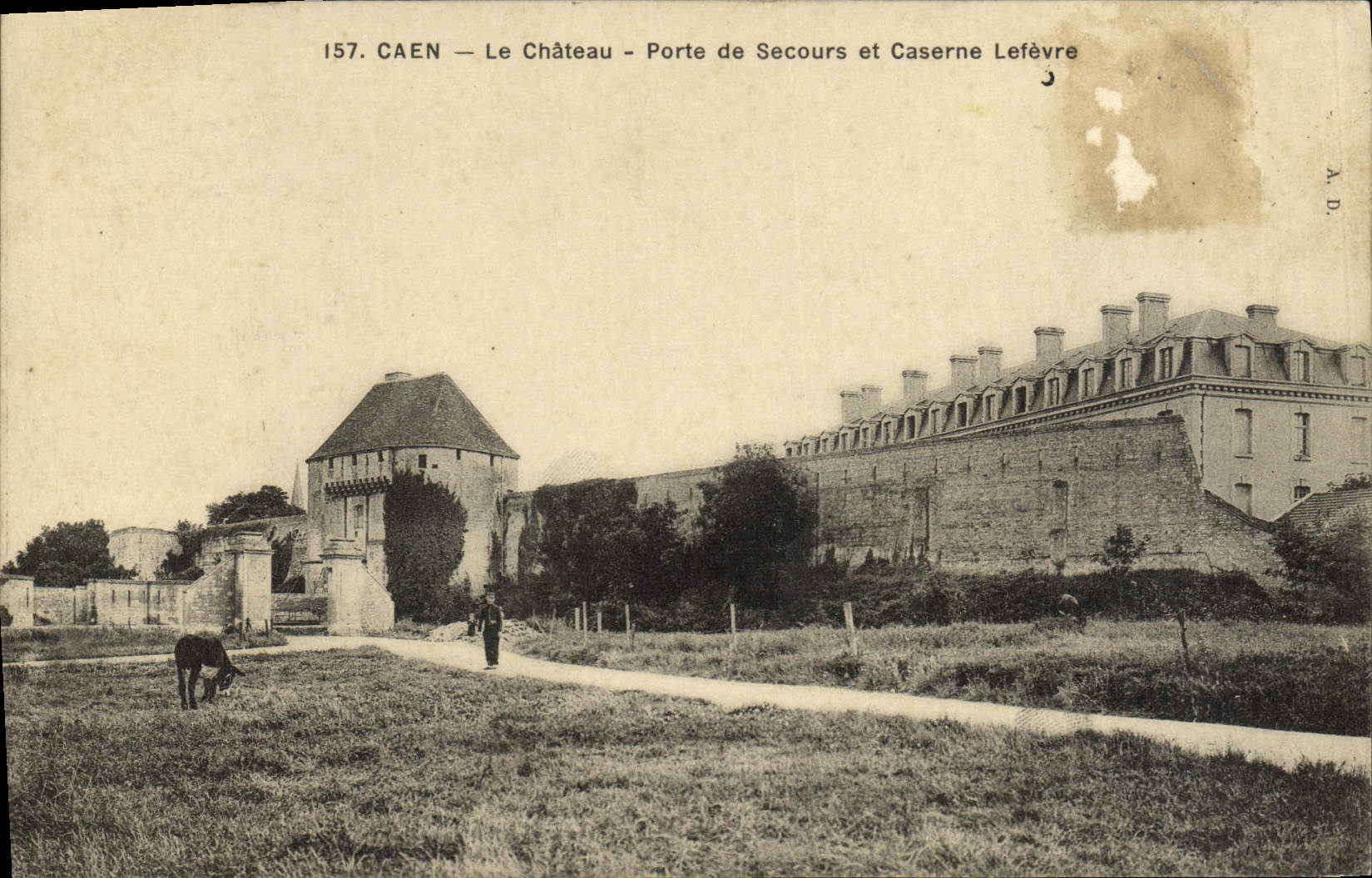 VINTAGE POSTCARD Caen the Castle Carries Help and Barracks Lefevre Militaria
