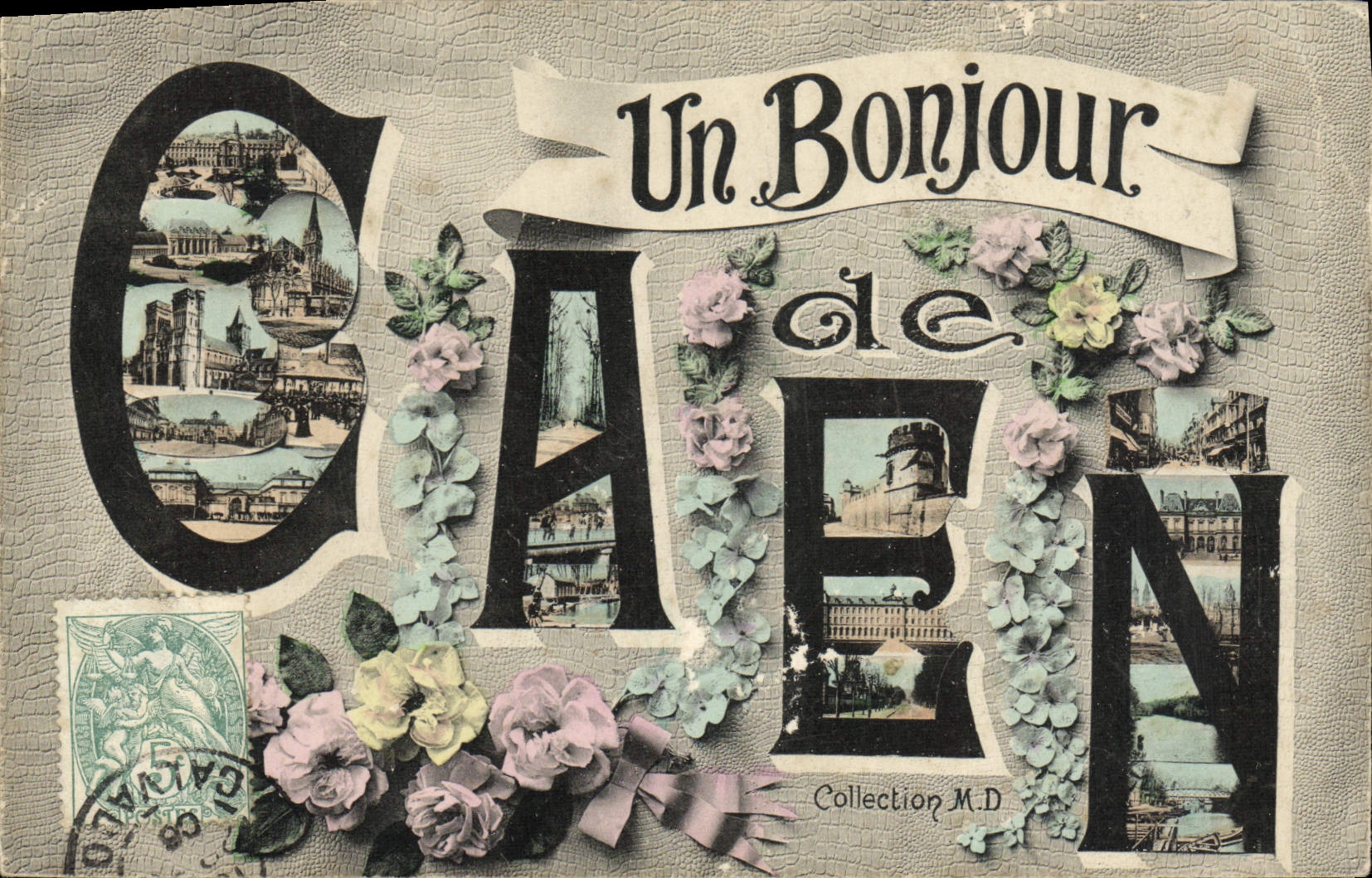 CPA Un Bonjour de Caen 