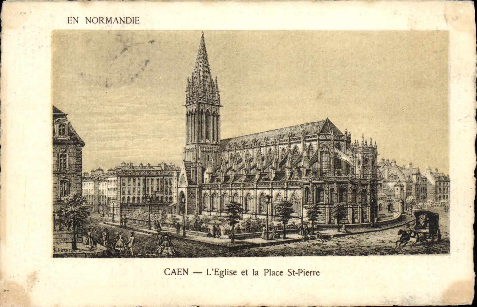 CPA Caen L'Eglise et la Place St Pierre 