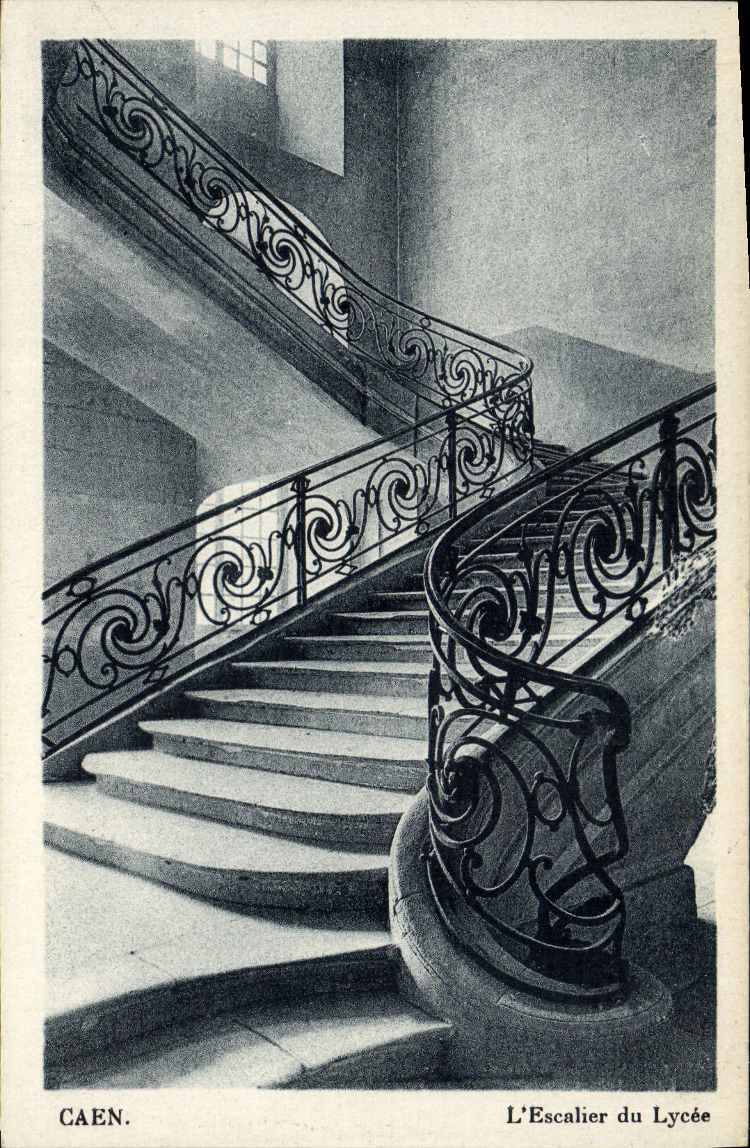 VINTAGE POSTCARD Caen the Staircase of the College