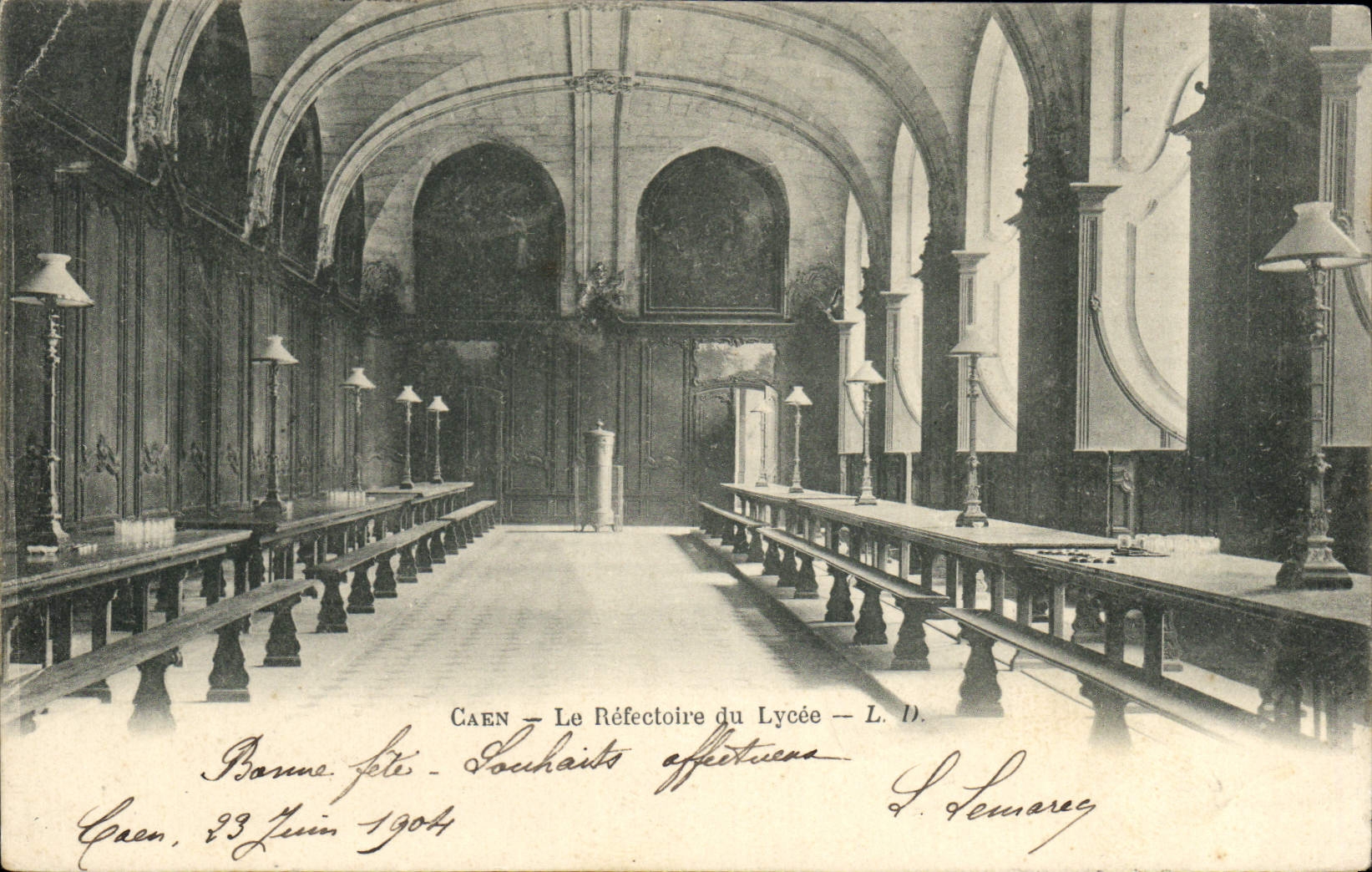VINTAGE POSTCARD Caen the Refectory of the College