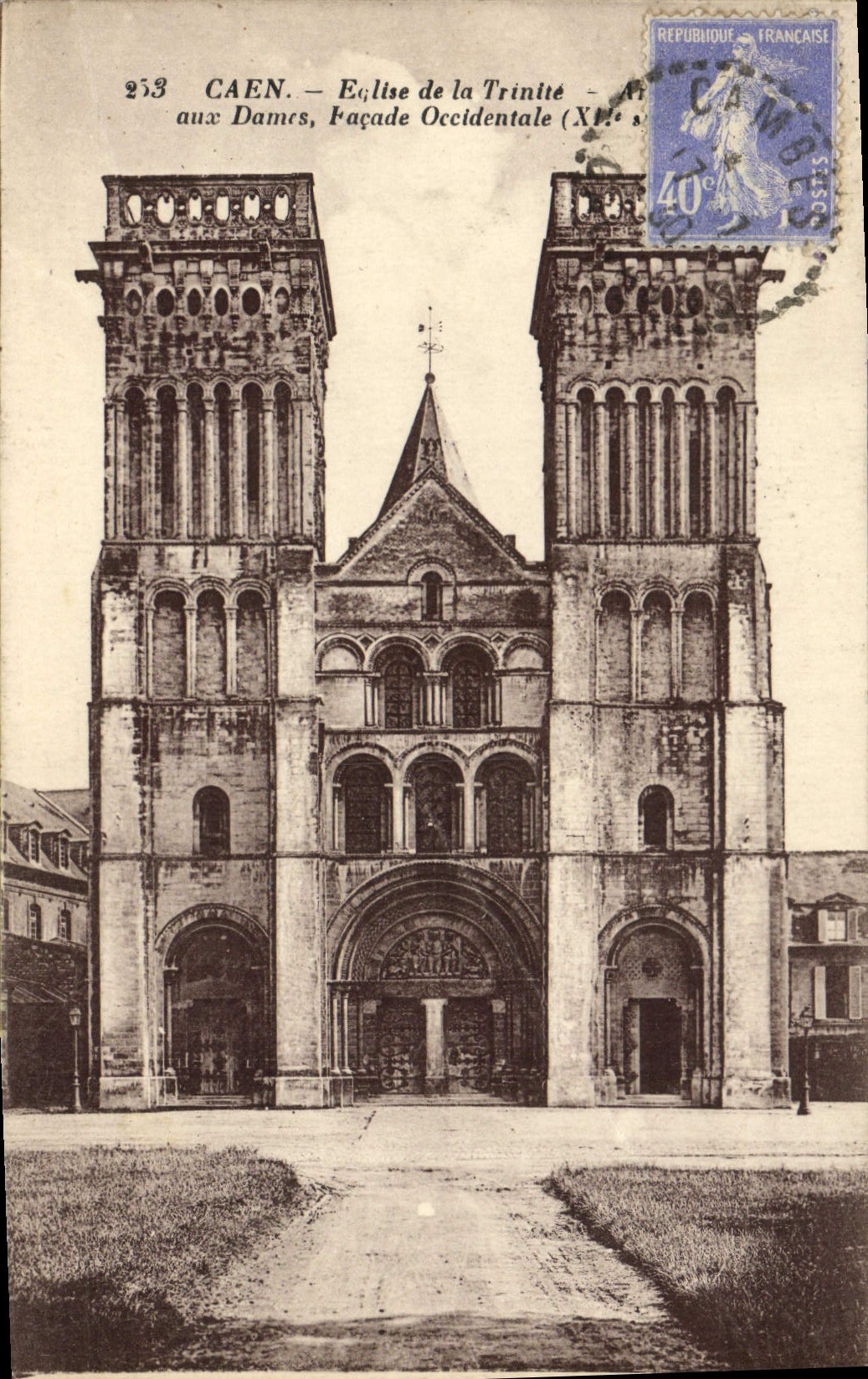 VINTAGE POSTCARD Caen Church of the Western Trinity to the Ladies Unobtrusive