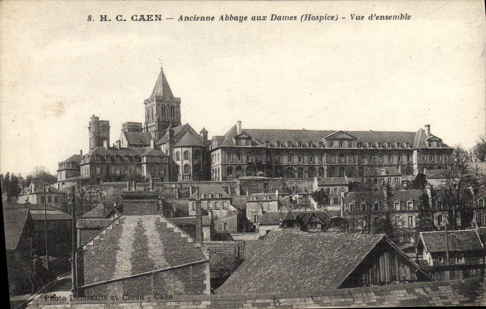 VINTAGE POSTCARD Caen Old Abbey with the Ladies Overall picture