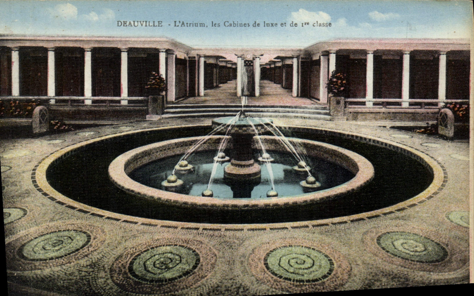 VINTAGE POSTCARD Deauville the atrium 1st class and de luxe cabins