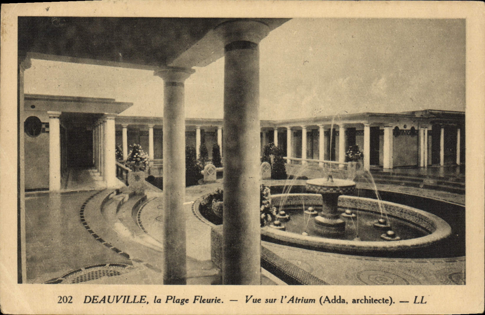 VINTAGE POSTCARD Deauville the flowered beach seen on the atrium