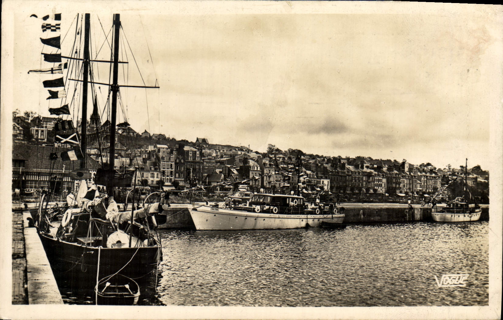 VINTAGE POSTCARD Deauville trouville the port of the yachts