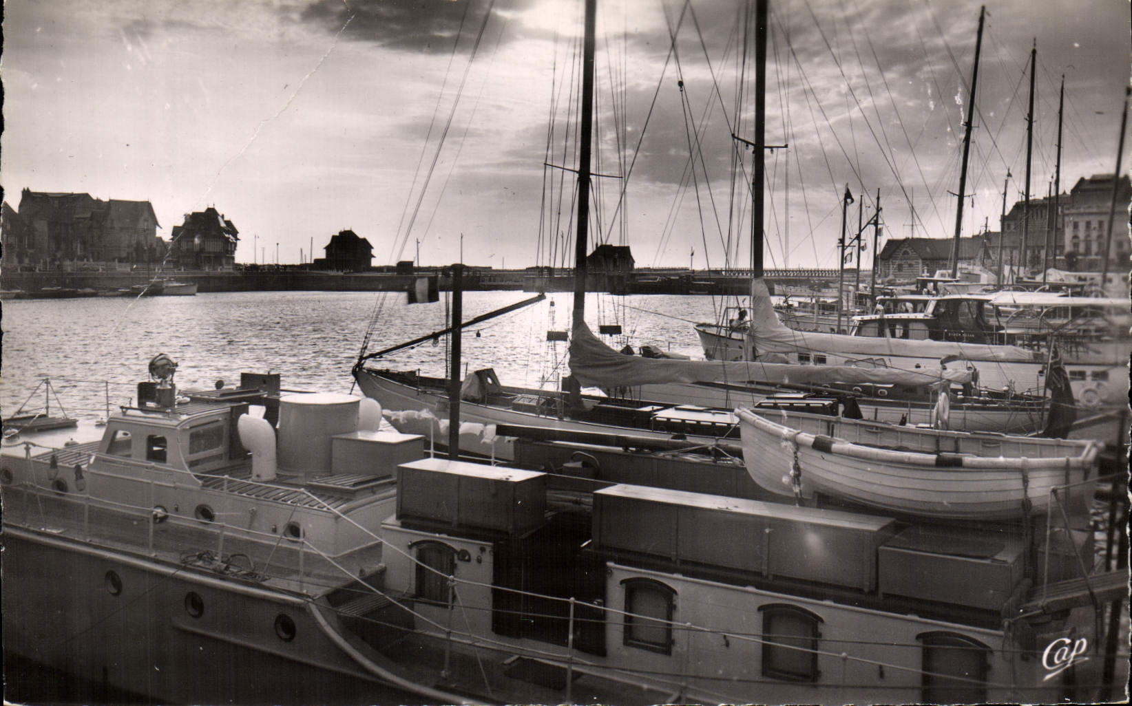 MODERN CARD Deauville Trouville Twilight on the basin of the yachts