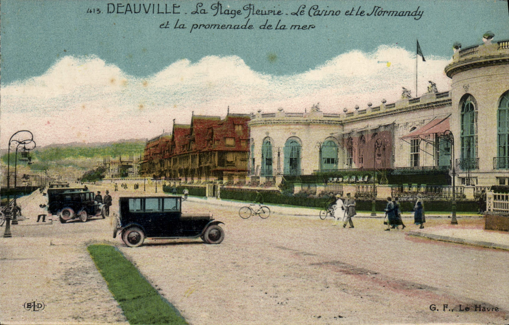 CPA Deauville La Plage fleurie le casino et les normandy et la promenade de la mer