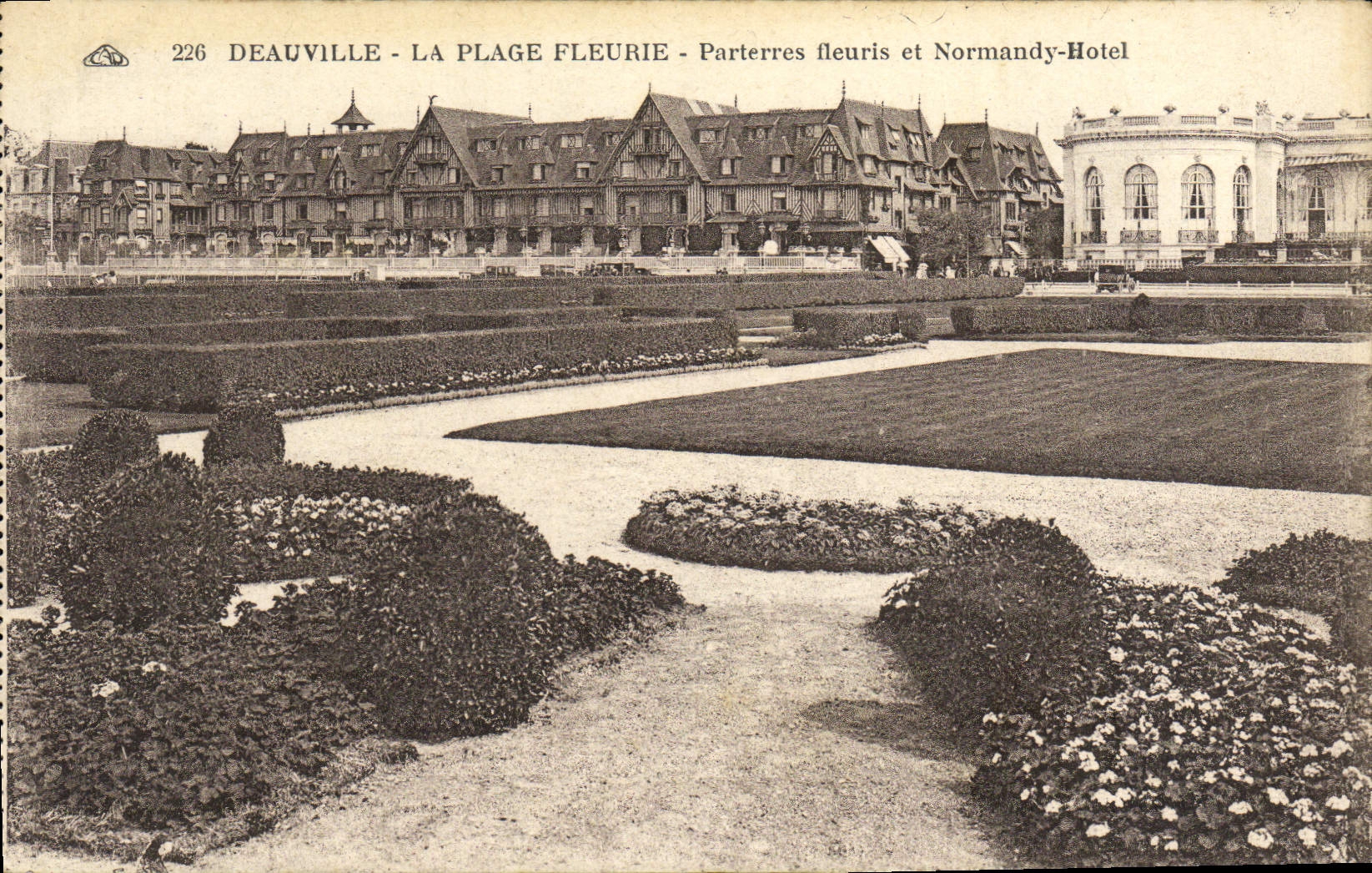 CPA Deauville la plage fleurie parterres fleuris et normandy hotel