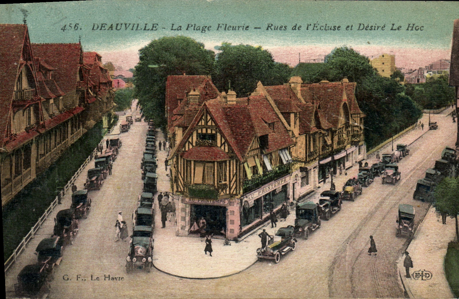 VINTAGE POSTCARD Deauville the flowered beach street of the lock and wished Hoc In Spring
