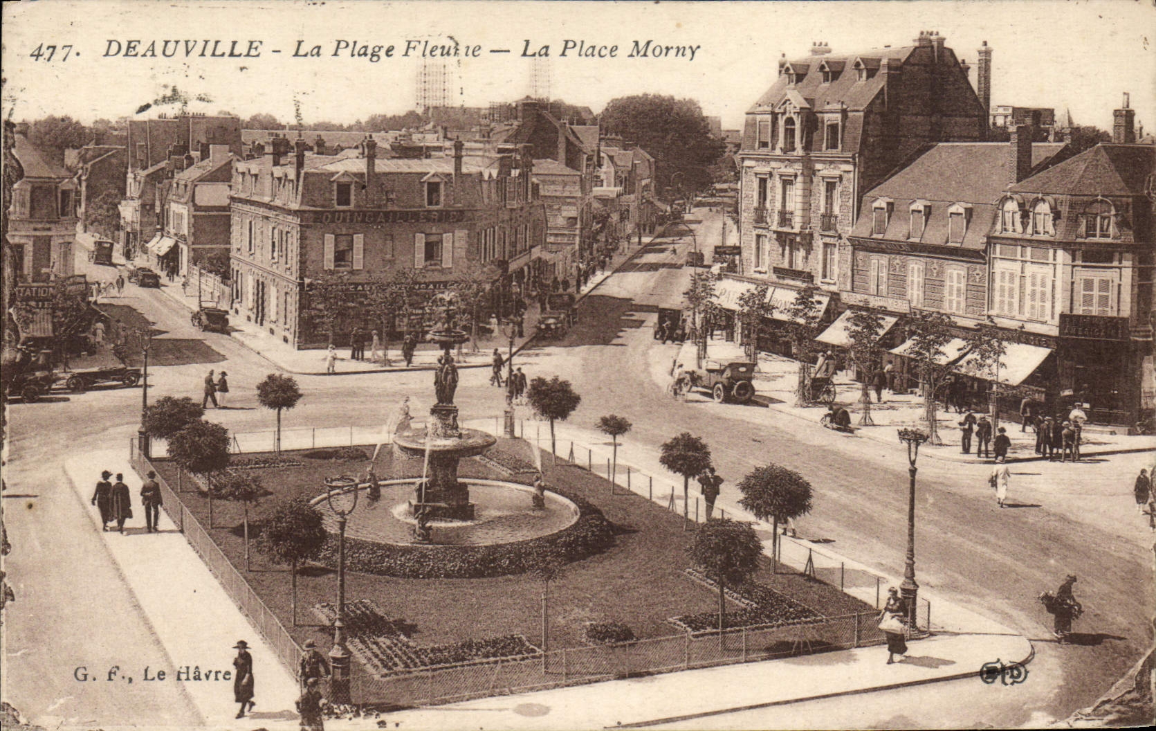 CPA Deauville La plage fleurie la place morny