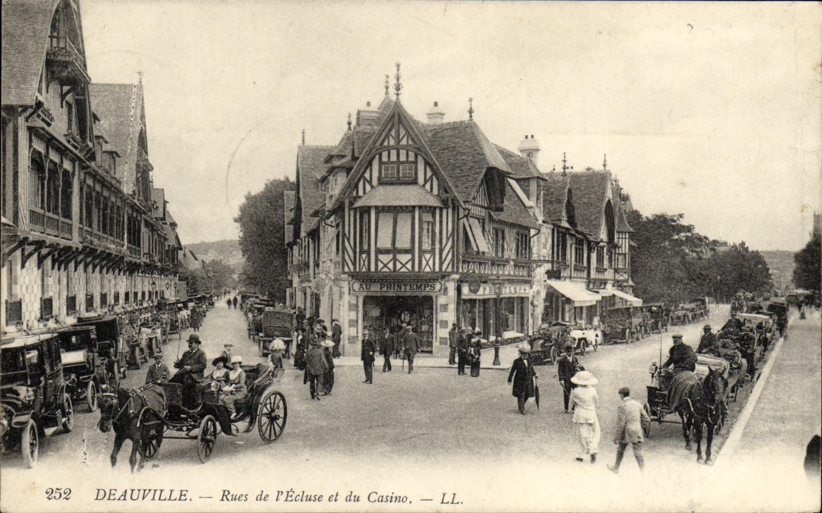 VINTAGE POSTCARD Deauville Streets of the lock and the casino In Spring