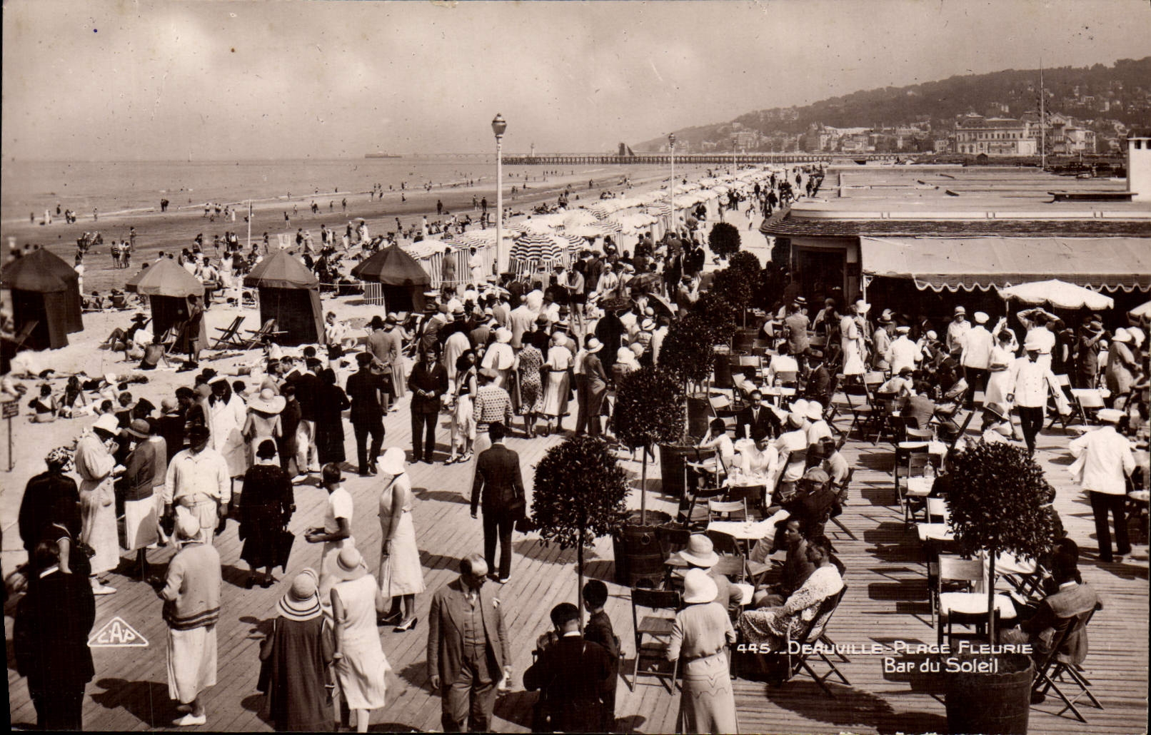 CPA Deauville plage fleurie bar du soleil
