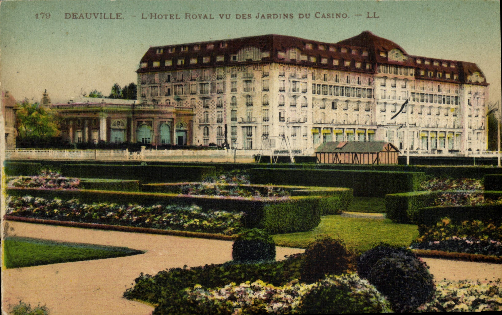 VINTAGE POSTCARD Deauville the royal Hotel seen of the gardens of the casino