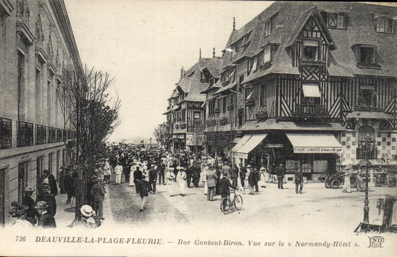 VINTAGE POSTCARD Deauville the flowered beach the street gontaut biron seen on Normandy Hotel
