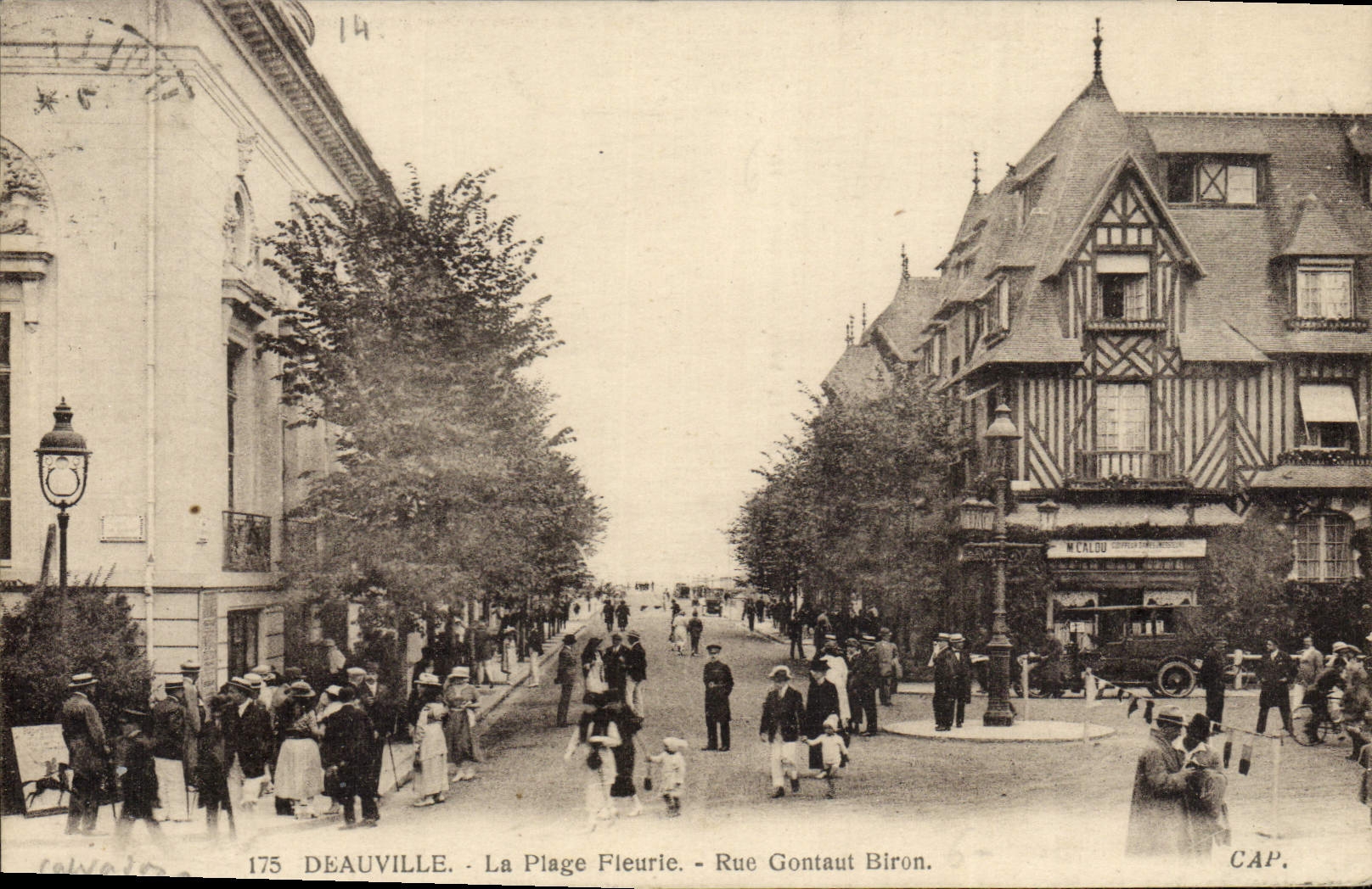VINTAGE POSTCARD Deauville the flowered beach street gontaut biron