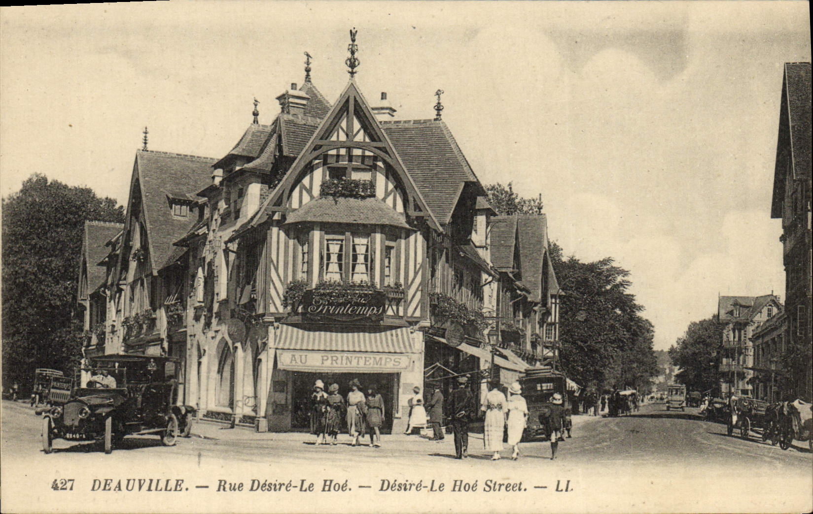 VINTAGE POSTCARD Deauville Street Desired Hoe In Spring