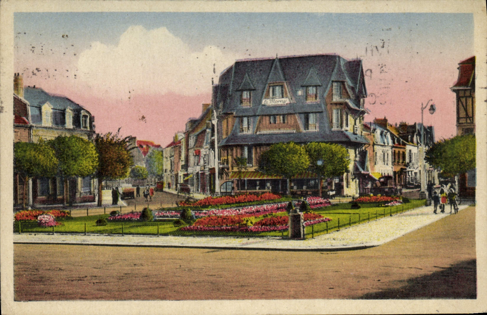 CPA Deauville La plage fleurie place morny