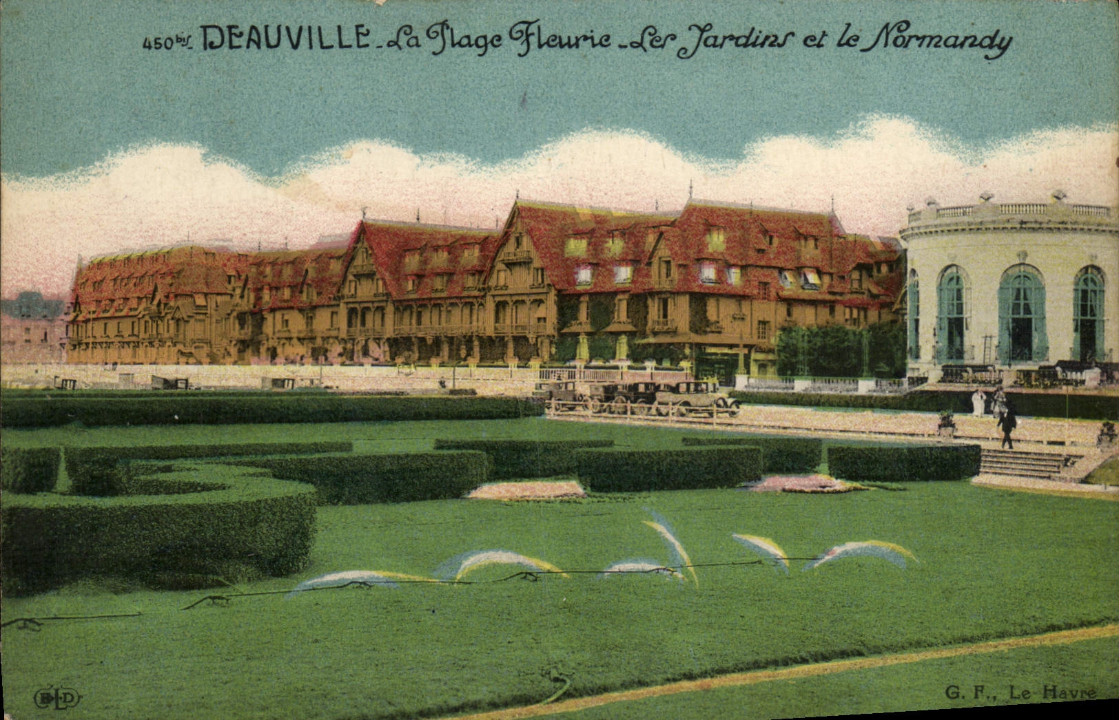 VINTAGE POSTCARD Deauville the flowered Beach gardens the normandy