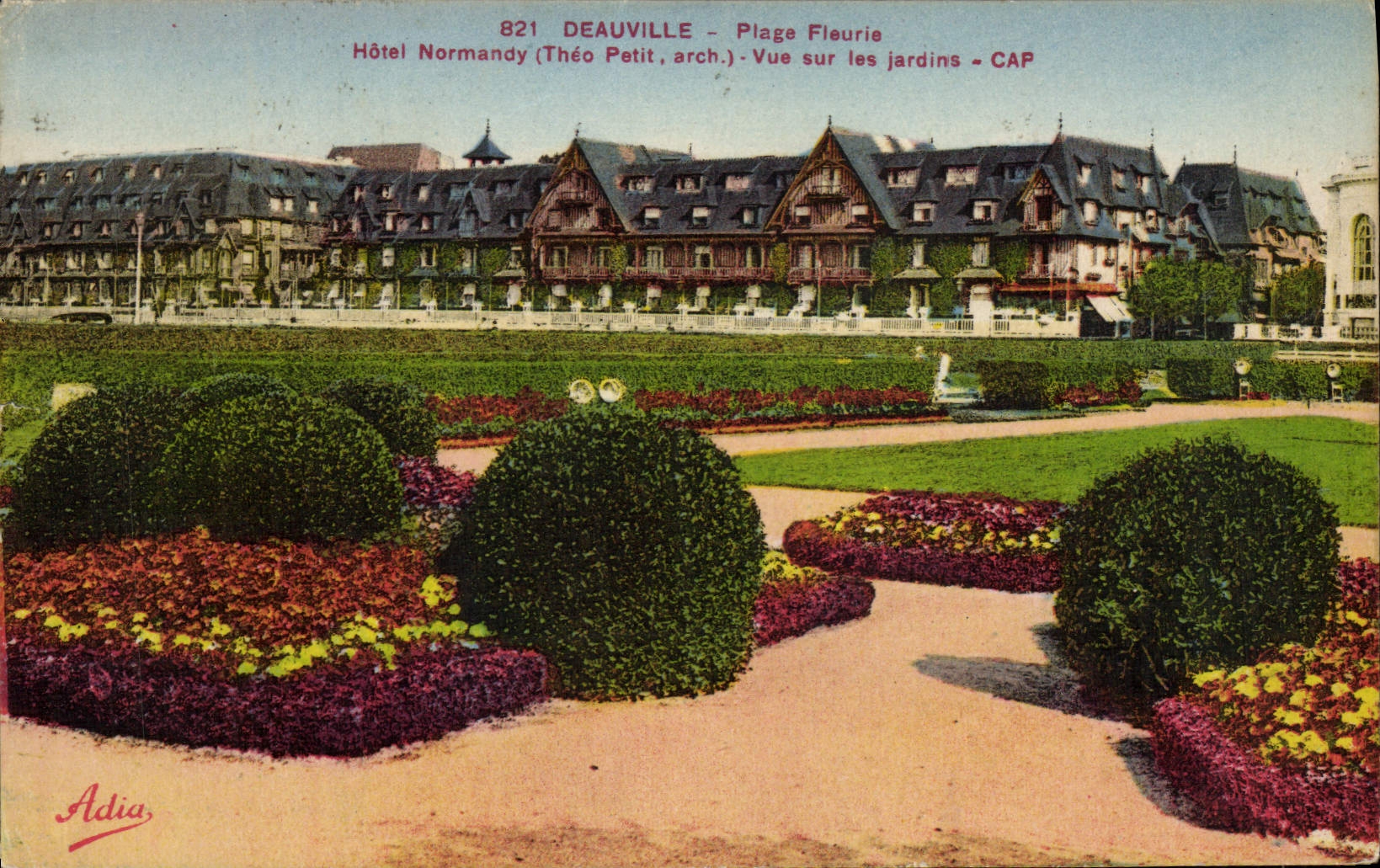 CPA Deauville Plage fleurie hotel normandy vue sur les jardins