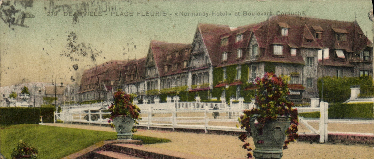 CPA Deauville Plage fleurie normandy hotel et boulevard Cornuche