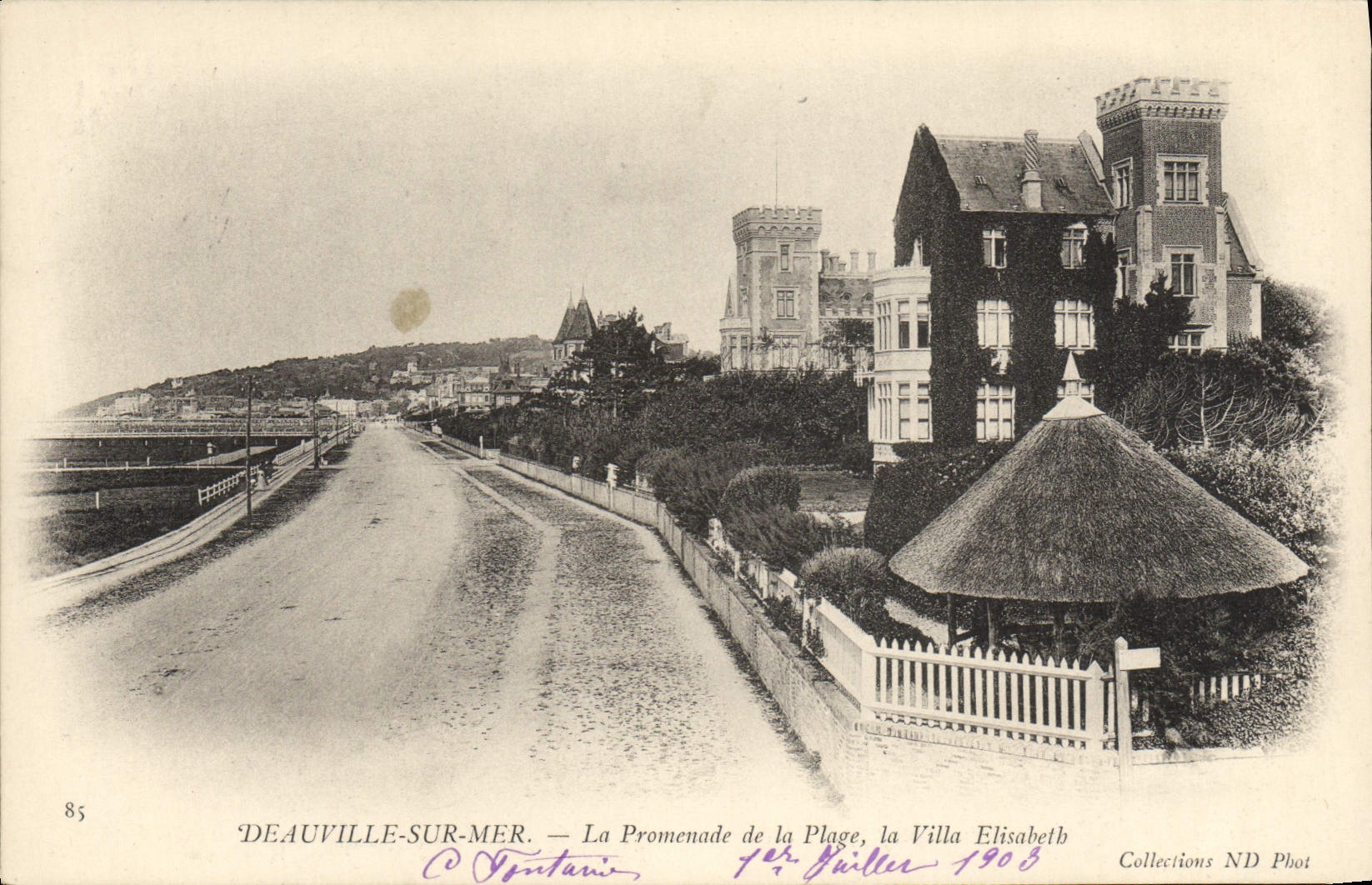 CPA Deauville Sur Mer La Promenade de la Plage la Villa Elisabeth