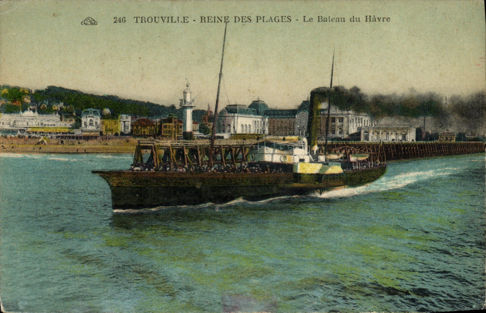 POSTAL Trouville de la VENDIMIA la reina de las playas el barco de Le Havre