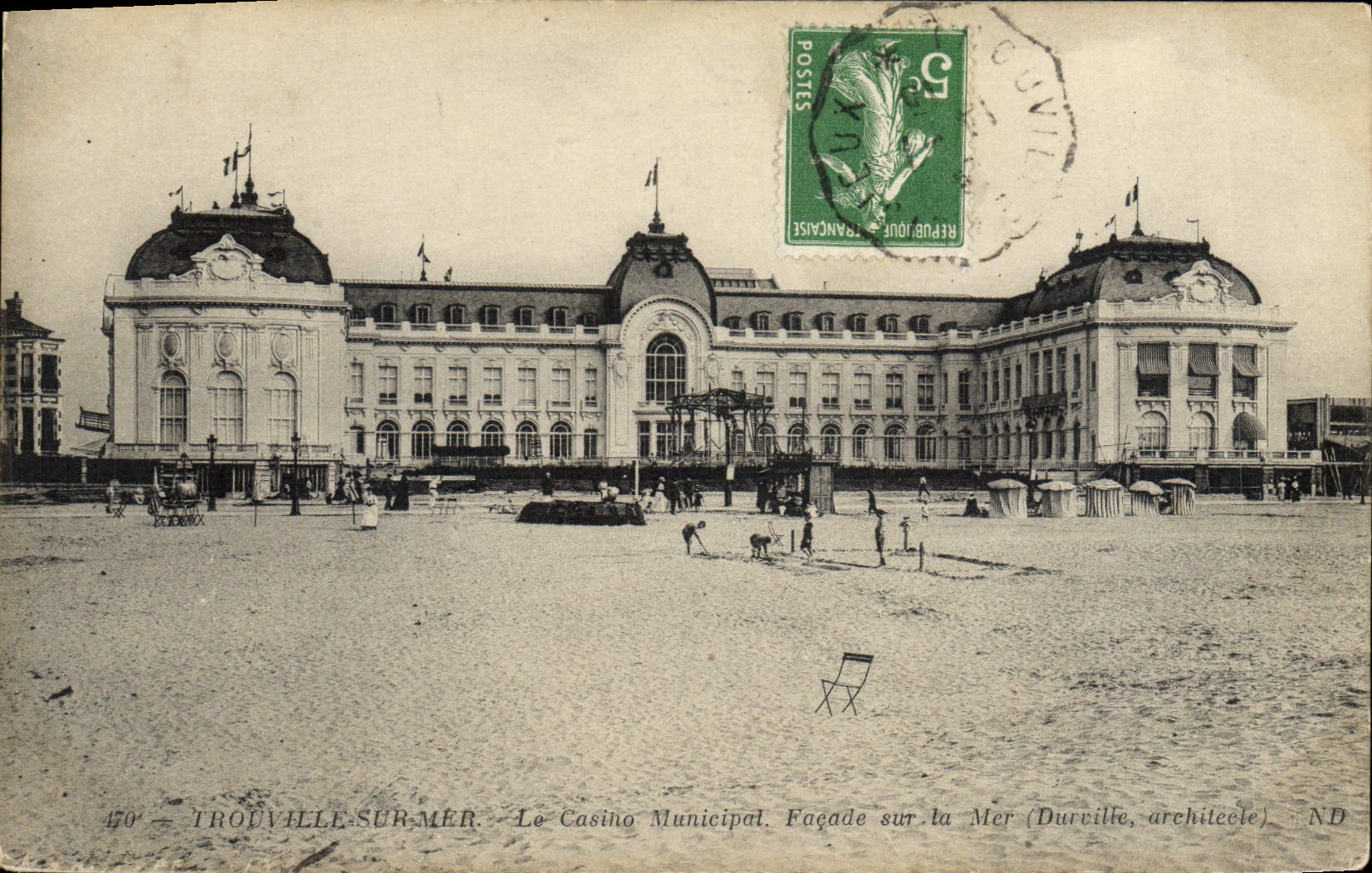 POSTAL Trouville de la VENDIMIA en el mar el ataque frontal municipal del casino en el mar