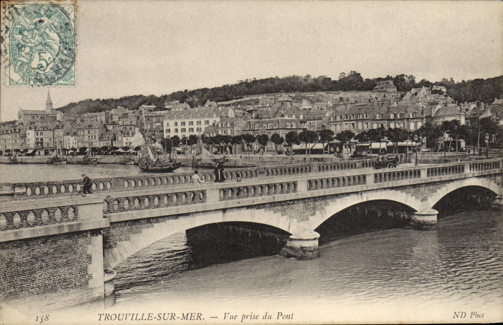 POSTAL Trouville de la VENDIMIA en el mar vista del puente