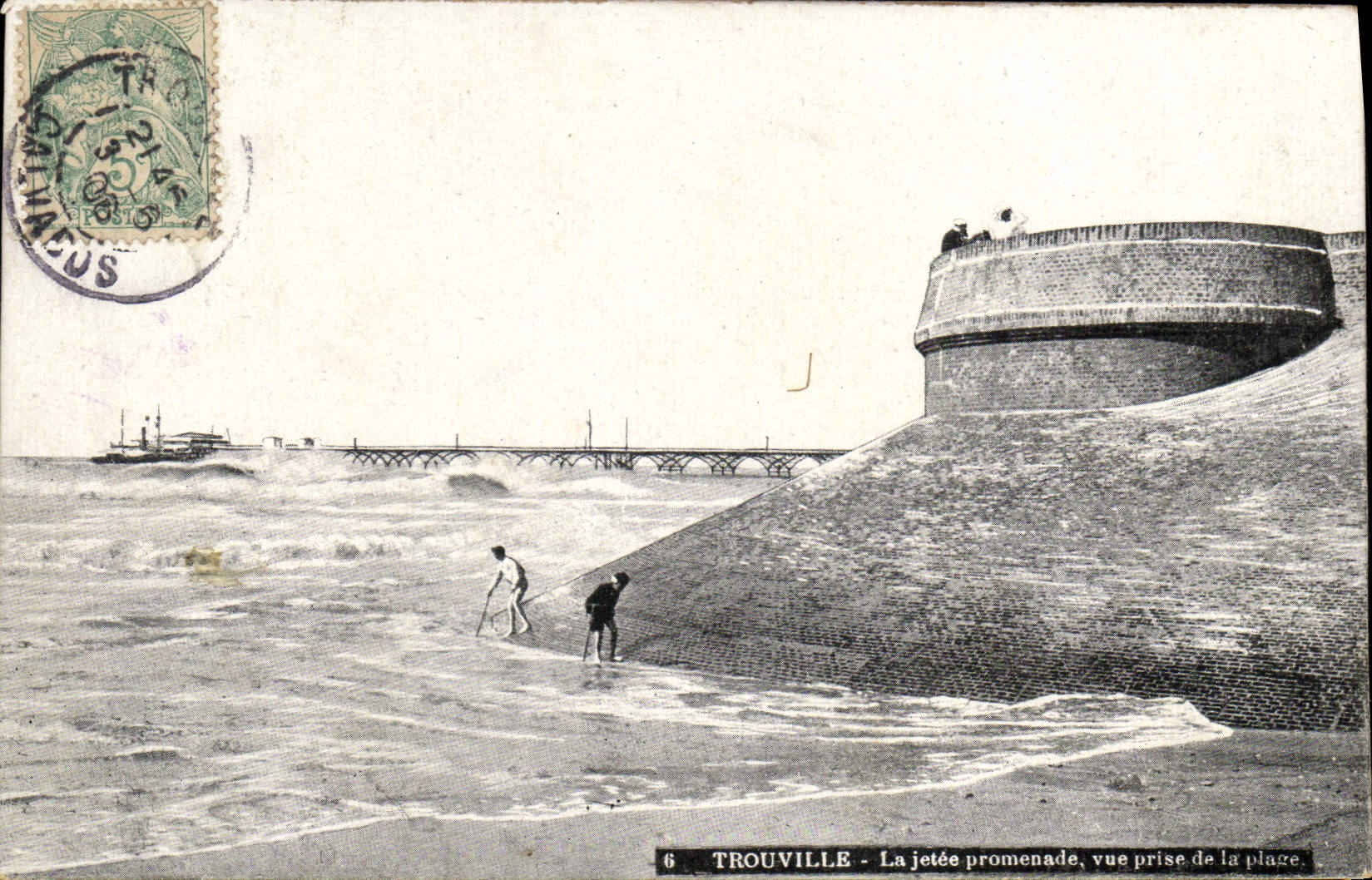 POSTAL Trouville de la VENDIMIA la caminata del embarcadero vista de la playa