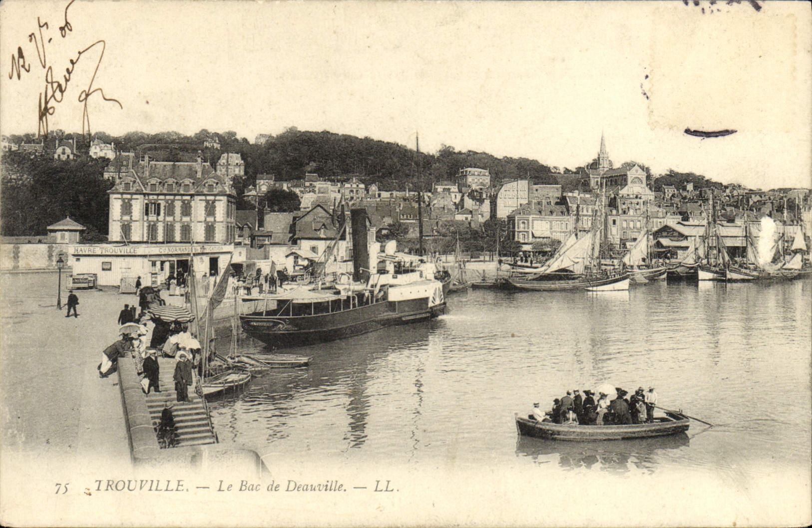 POSTAL Trouville de la VENDIMIA en el mar la cuba de los barcos de Deauville