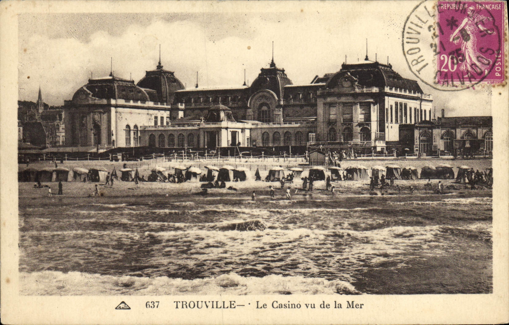 POSTAL Trouville de la VENDIMIA el casino visto del mar