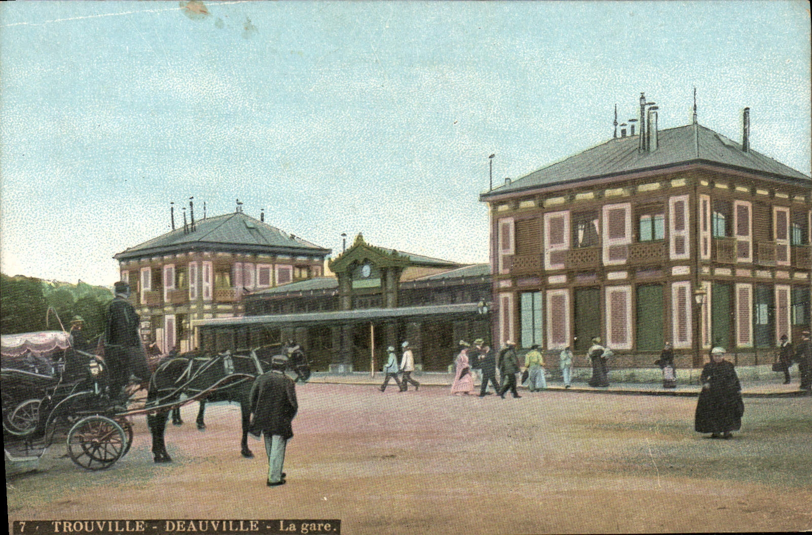 Estación de tren de Trouville Deauville de la POSTAL de la VENDIMIA