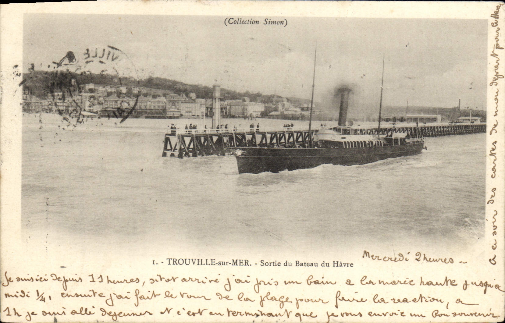 La POSTAL Trouville de la VENDIMIA en el mar salió del barco de Le Havre