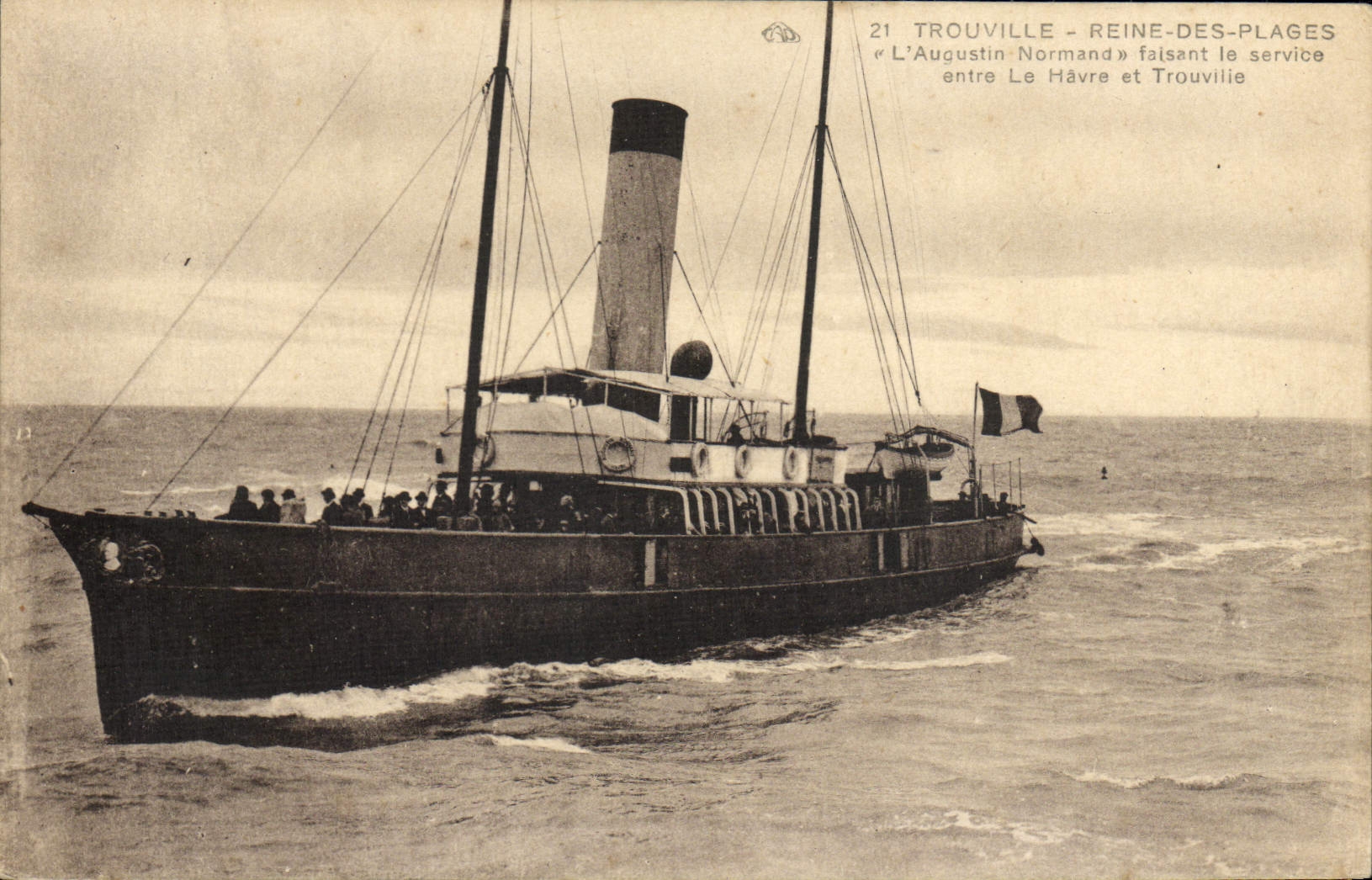 La POSTAL Trouville Reine de la VENDIMIA de las playas Augsutin Normand que hace el servicio entra en Le Havre y Trouville