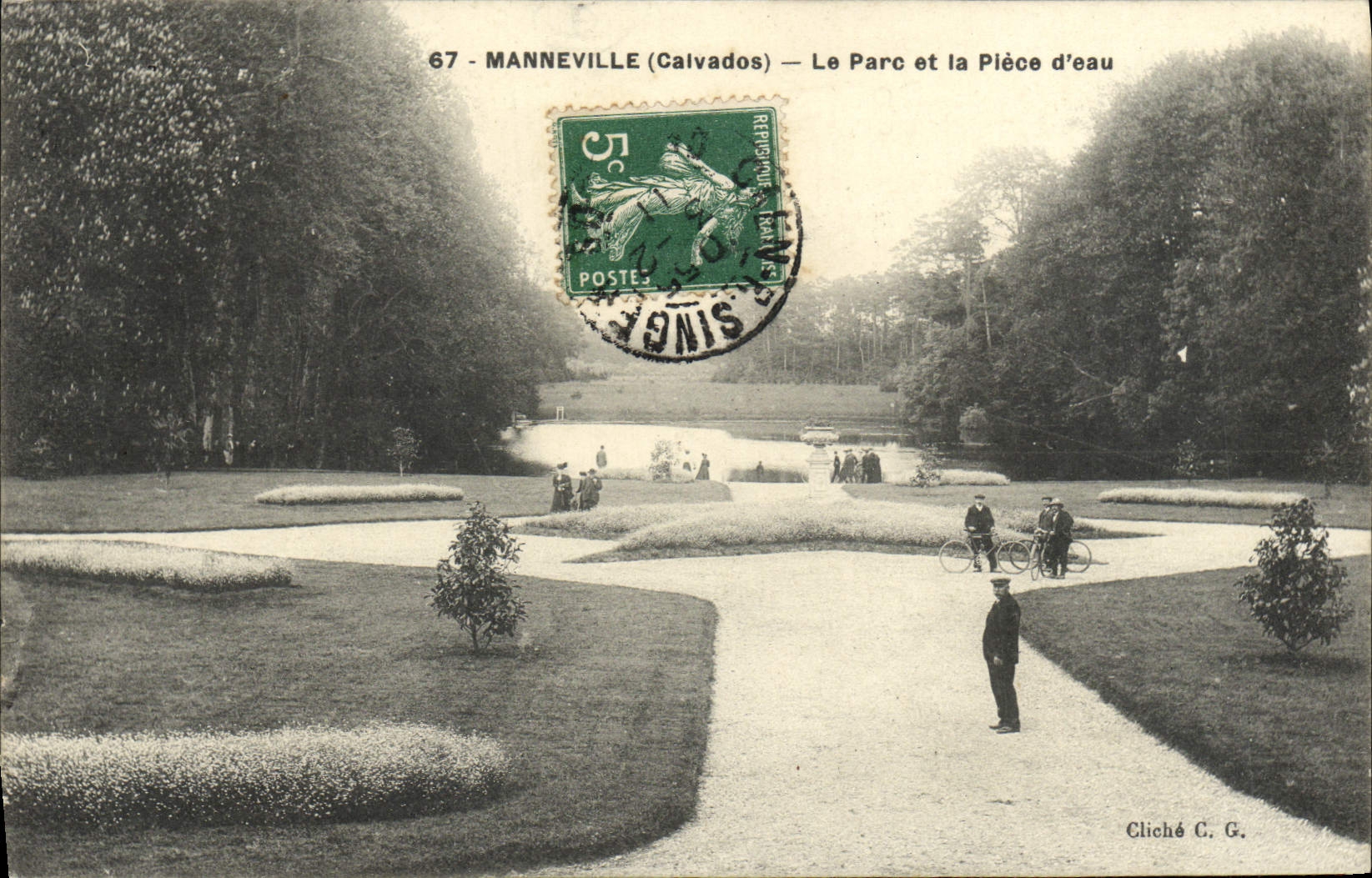 CPA Manneville le parc et la piece d'eau