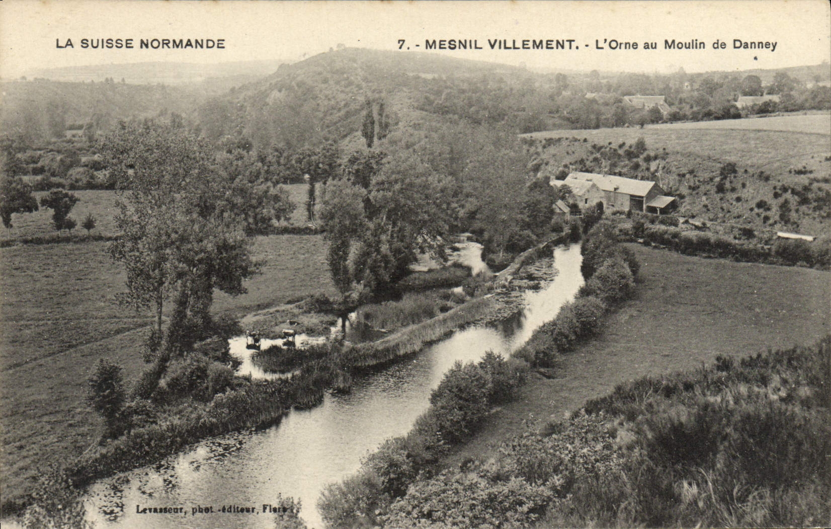VINTAGE POSTCARD Switzerland Mesnil Norman Vilely the flowering ash with the mill of Danney